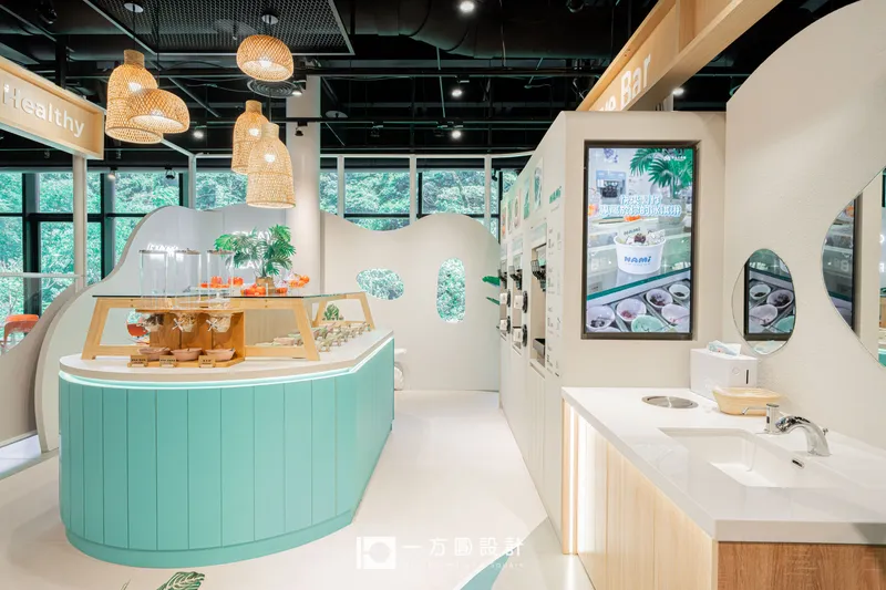 NAMi冰淇淋DIY區與洗手檯設備整合-蘇澳店面機能規劃實景